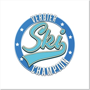 Verbier Ski Champion retro logo Posters and Art